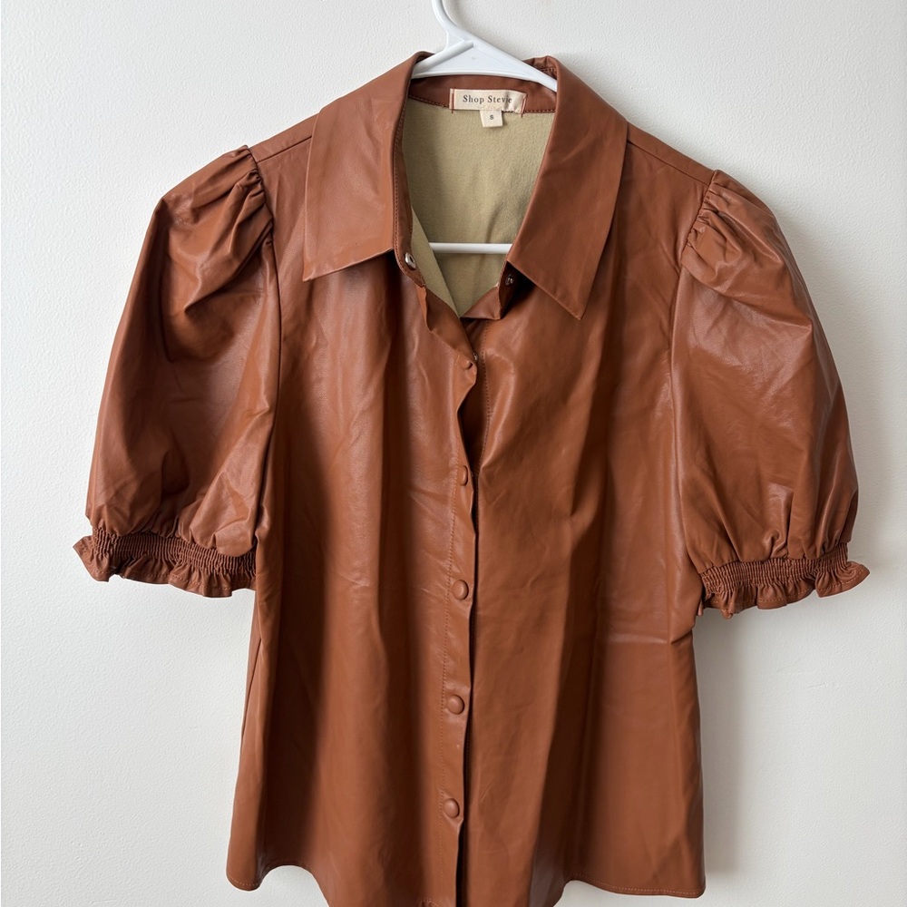Shop Stevie Caramel Puff Sleeve Blouse